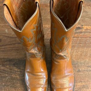 Justin Western Leather Cowboy Boots, Men’s Size 9D